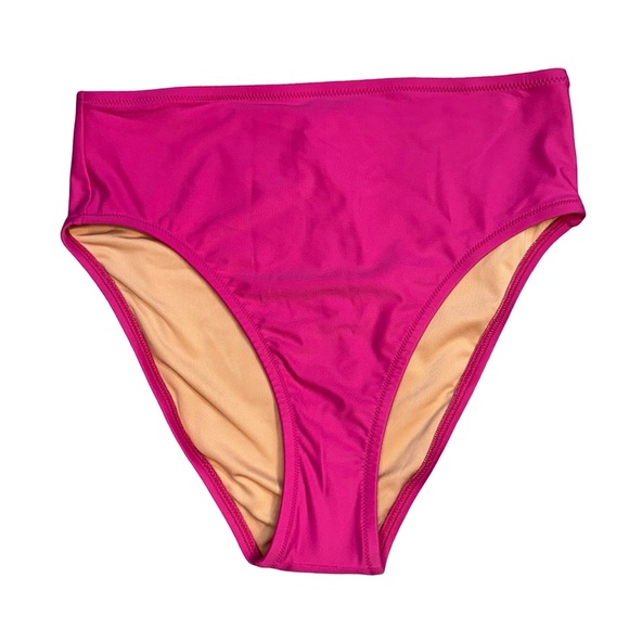 J. Crew Womens High Rise Full Coverage Bikini Bottom Pink classic - Picture 1 of 6